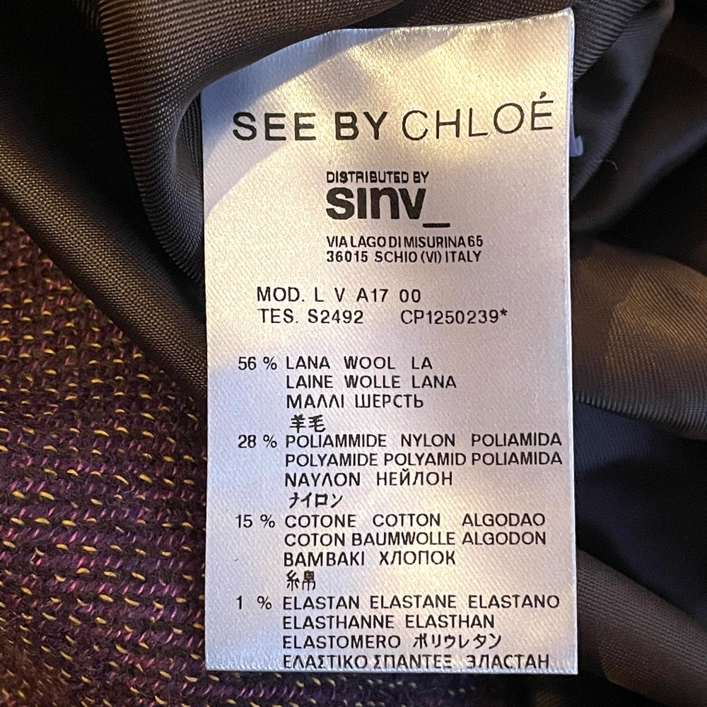 See By Chloé Structured Purple Tweed Mini Dress Cap Sleeves Designer Collection - Picture 5 of 5
